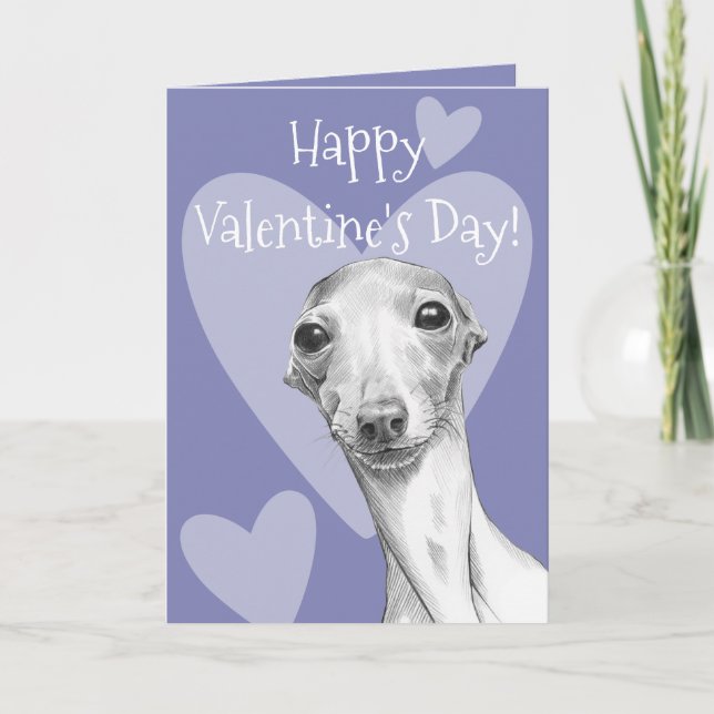 Cartes Pour Fêtes Annuelles Chien gris italien Cute Valentines jour Amour (Devant)