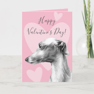 Cartes Pour Fêtes Annuelles Chien gris italien Véntines roses jour Amour