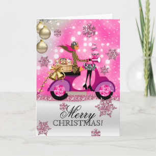 Cartes Pour Fêtes Annuelles Chien Groomer Vet Noël Scooter Girl Mobile Animal