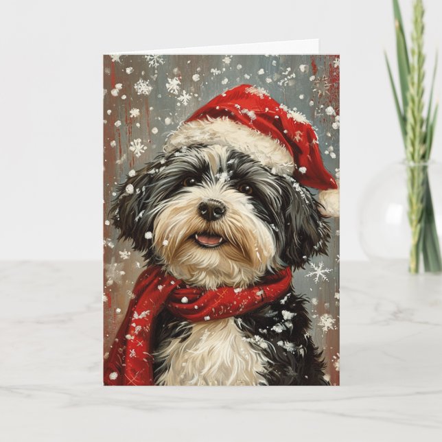 Cartes Pour Fêtes Annuelles Chien Havanais Noël personnalisé (Devant)