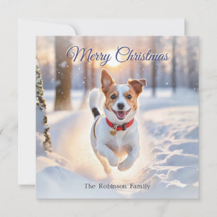 Cartes Pour Fêtes Annuelles Chien Jack Russell mignon Noël neige hiver