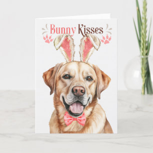 Cartes Pour Fêtes Annuelles Chien jaune du Labrador dans les oreilles de lapin