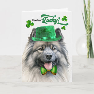 Cartes Pour Fêtes Annuelles Chien Keeshond se sent chanceux à la Saint-Patrick