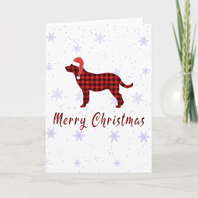 Cartes Pour Fêtes Annuelles Chien Labrador Retriever à carreaux rouges de Noël (Devant)
