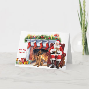 Cartes Pour Fêtes Annuelles Chien Limier Cadeau de Noël du Père Noël Noël