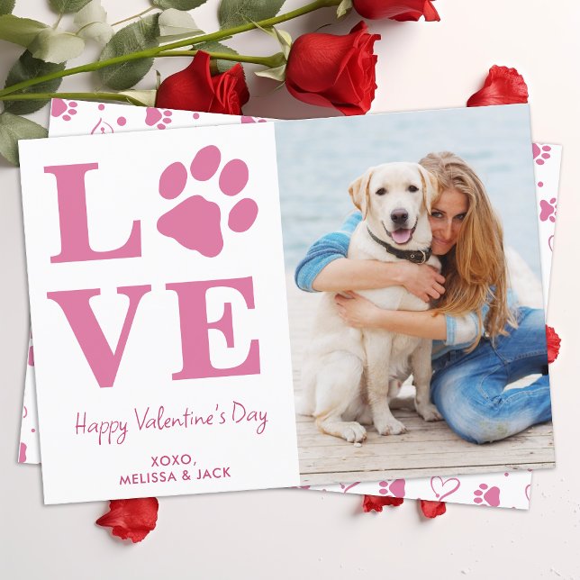 Cartes Pour Fêtes Annuelles Chien LOVE Valentines Jour Personnalisé Rose Pet P (Créateur téléchargé)