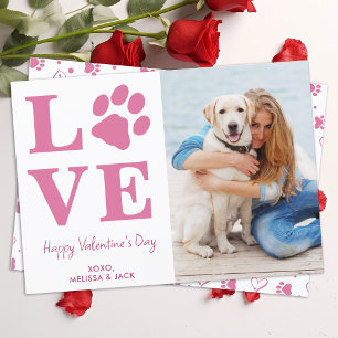 Cartes Pour Fêtes Annuelles Chien LOVE Valentines Jour Personnalisé Rose Pet P