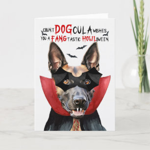 Cartes Pour Fêtes Annuelles Chien Malinois Belge Drôle Comte DOGcula Halloween