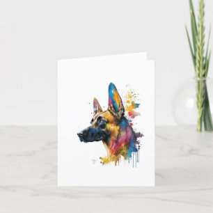 Cartes Pour Fêtes Annuelles Chien Malinois Belge En Aquarelle & Stylo