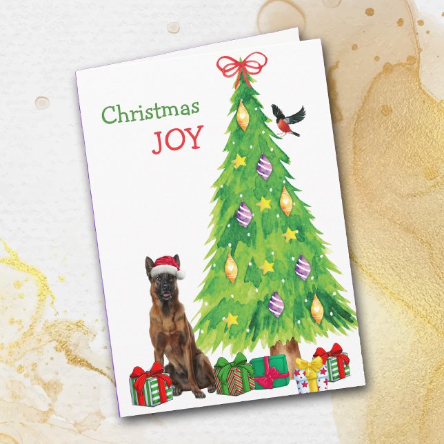 Cartes Pour Fêtes Annuelles Chien, Oiseau et Arbre de Noël belge (Créateur téléchargé)