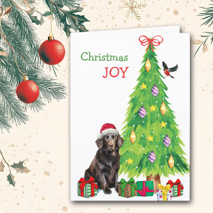 Cartes Pour Fêtes Annuelles Chien, oiseau et sapin de Noël de l'appareil d'ext