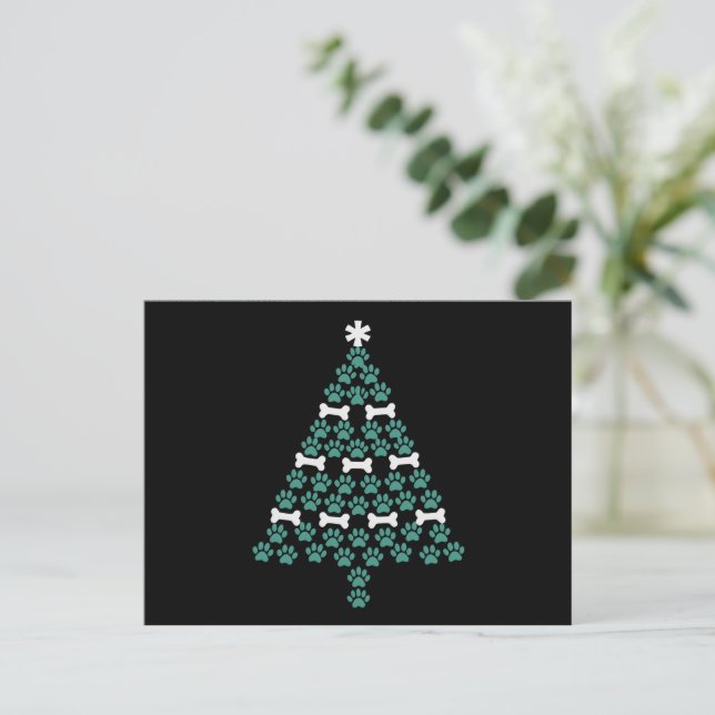 Cartes Pour Fêtes Annuelles Chien Paw Arbre de Noël mignon Noël Noël Cadeau Pu (Debout devant)