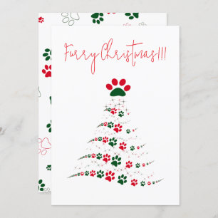Cartes Pour Fêtes Annuelles Chien Paw Christmas Tree   Fer Noël