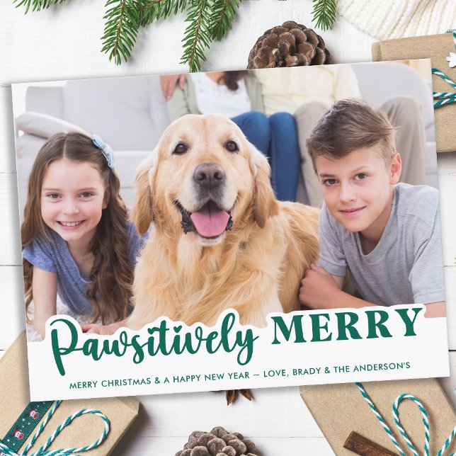 Cartes Pour Fêtes Annuelles Chien Pawsively Joyeux mignon Photo personnalisée  (Créateur téléchargé)