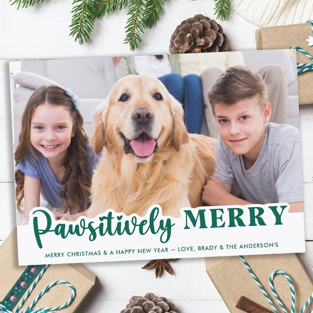 Cartes Pour Fêtes Annuelles Chien Pawsively Joyeux mignon Photo personnalisée  (Créateur téléchargé)