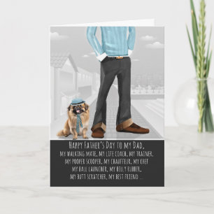 Cartes Pour Fêtes Annuelles Chien Pékin stylé et papa drôle Fête des Pères