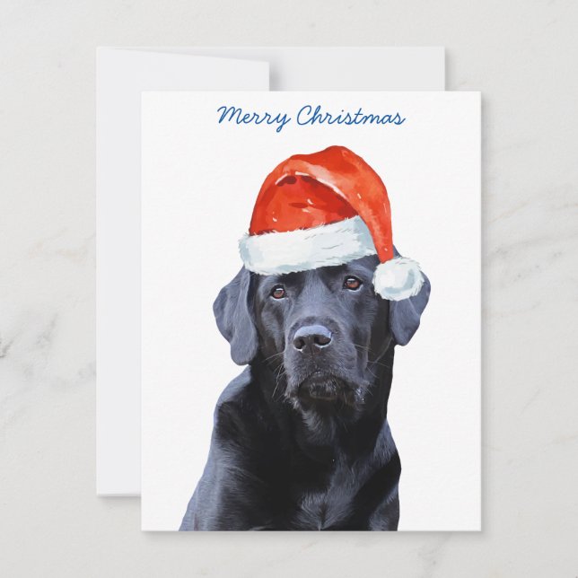 Cartes Pour Fêtes Annuelles Chien père Noël Black Labrador (Devant)