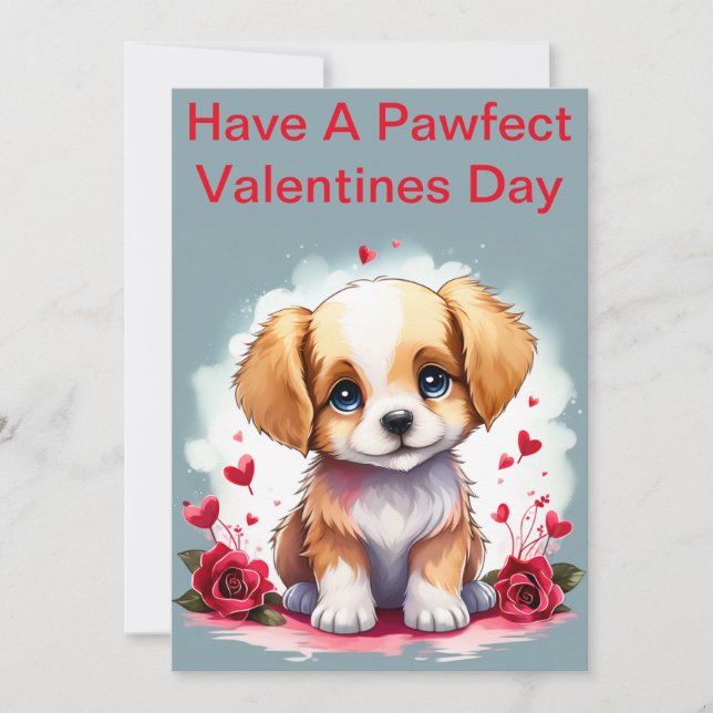 Cartes Pour Fêtes Annuelles Chien personnalisable pour la Saint-Valentin,  (Devant)