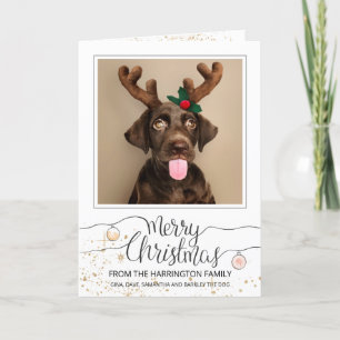 Cartes Pour Fêtes Annuelles Chien personnalisé en bois de cerf Photo Noël Vaca
