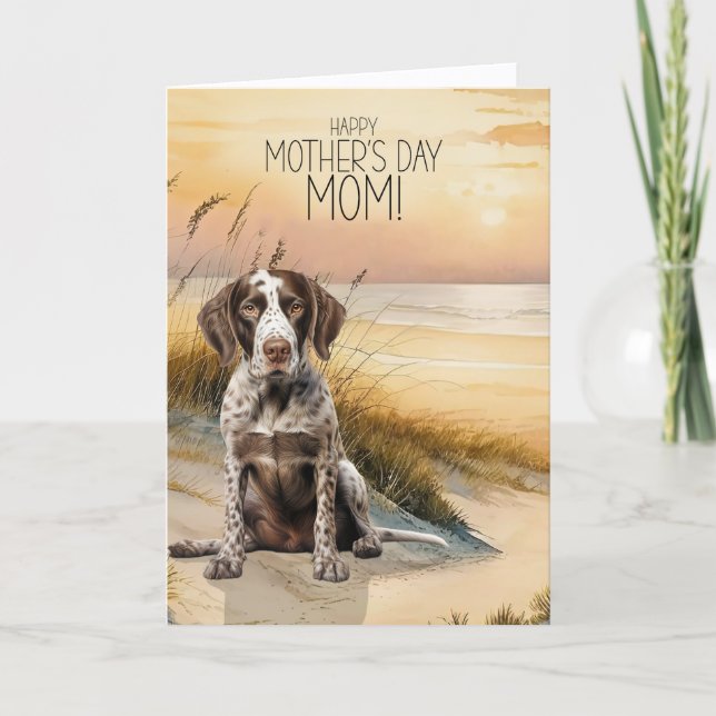 Cartes Pour Fêtes Annuelles Chien Pointer Allemand Plage au Coucher de Soleil  (Devant)
