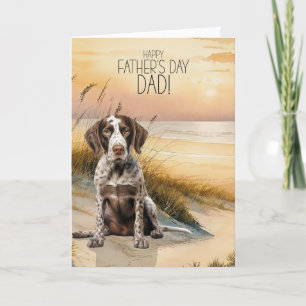 Cartes Pour Fêtes Annuelles Chien Pointer Allemand Plage Fête des Pères