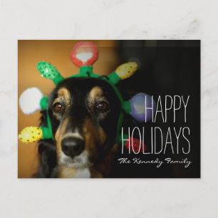 Cartes Pour Fêtes Annuelles Chien portant la tiare de Noël