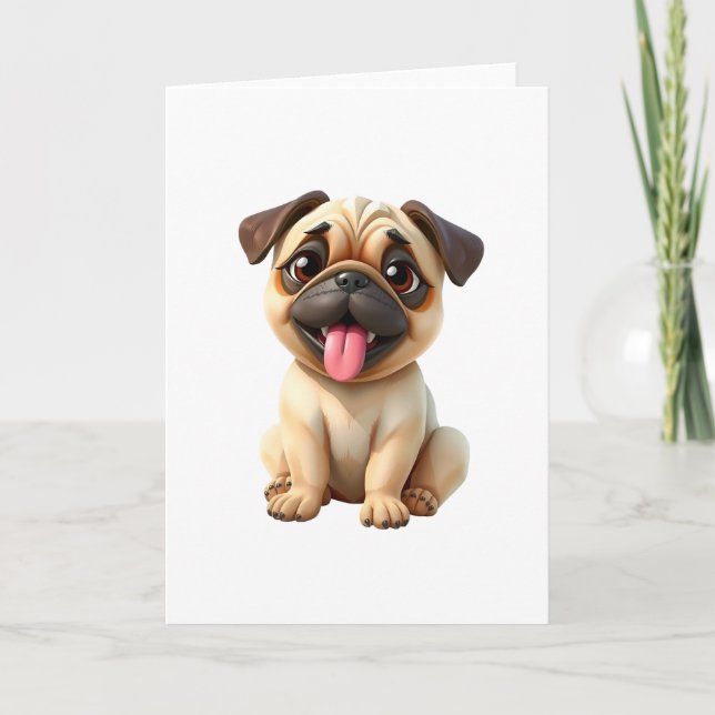 Cartes Pour Fêtes Annuelles Chien Pug mignon (Devant)