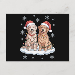 Cartes Pour Fêtes Annuelles Chien Retriever doré Noël Chapeau de Père Noël Lum