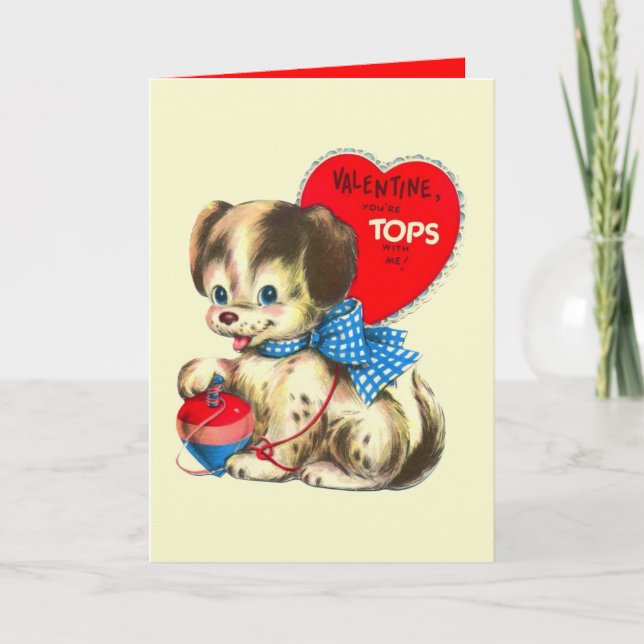 Cartes Pour Fêtes Annuelles chien rétro vintage Valentine (Devant)