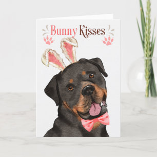 Cartes Pour Fêtes Annuelles Chien Rottweiler dans les oreilles de Bunny pour P
