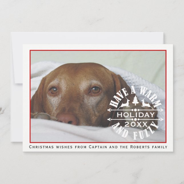 Cartes Pour Fêtes Annuelles Chien rouge et blanc photo de Noël (Devant)