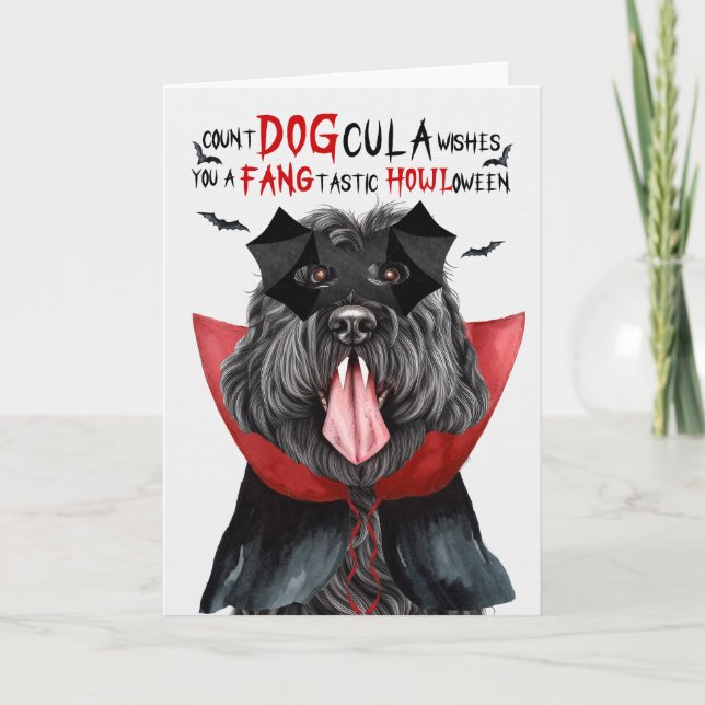 Cartes Pour Fêtes Annuelles Chien russe noir drôle nombre DOGcula Halloween (Devant)