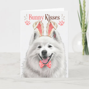 Cartes Pour Fêtes Annuelles Chien Samoyé dans les Oreilles de Bunny pour Pâque