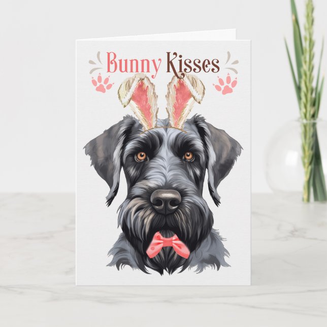 Cartes Pour Fêtes Annuelles Chien Schnauzer géant dans les oreilles lapin pour (Devant)
