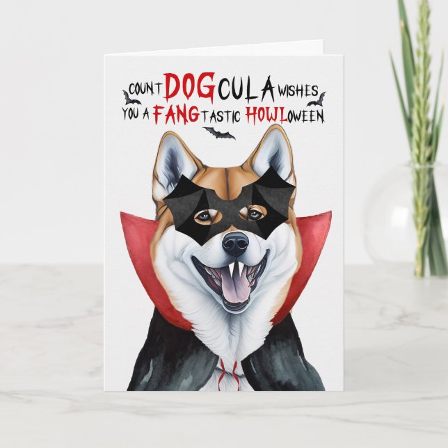 Cartes Pour Fêtes Annuelles Chien Shiba Inu Drôle Nombre DOGcula Halloween (Devant)