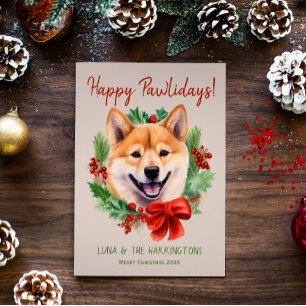 Cartes Pour Fêtes Annuelles Chien Shiba Inu Noël Joyeux Papat Noël Canidés