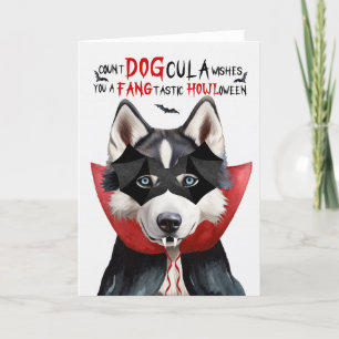 Cartes Pour Fêtes Annuelles Chien sibérien Husky Drôle nombre DOGcula Hallowee