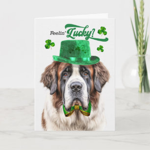 Cartes Pour Fêtes Annuelles Chien St. Bernard se sentant chanceux St Patrick's