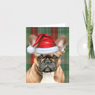 Cartes Pour Fêtes Annuelles Chien-taureaux français Rouge Vert saisonnier Plai