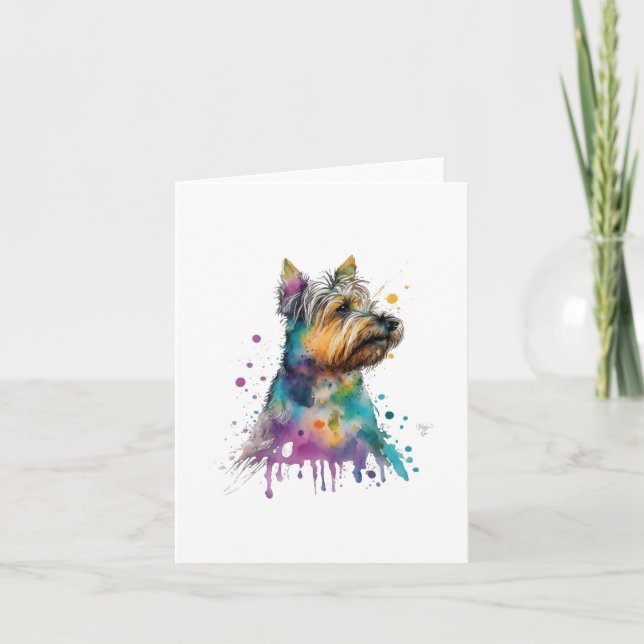 Cartes Pour Fêtes Annuelles Chien Terrier Australien En Aquarelle Et Stylo (Devant)