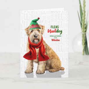 Cartes Pour Fêtes Annuelles Chien Terrier Wheaten Drôle Puce Navidog avec Nom