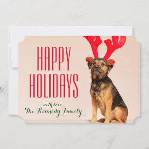 Cartes Pour Fêtes Annuelles Chien utilisant les andouillers rouges