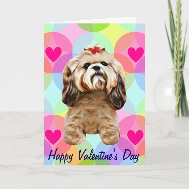 Cartes Pour Fêtes Annuelles Chien Valentine Shih Tzu (Devant)