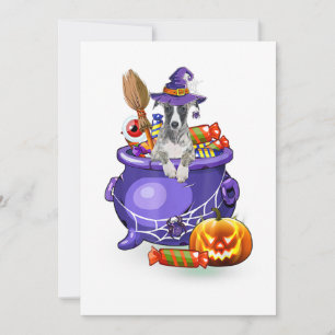 Cartes Pour Fêtes Annuelles Chien Whippet avec casquette sorcier Citrouille Ha