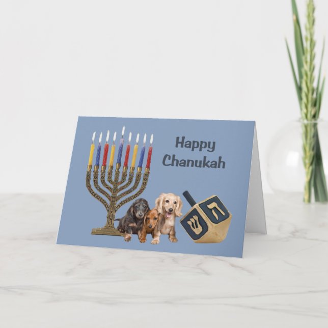 Cartes Pour Fêtes Annuelles Chienne de Chanukah Card Menorah Dreidel2 (Devant)