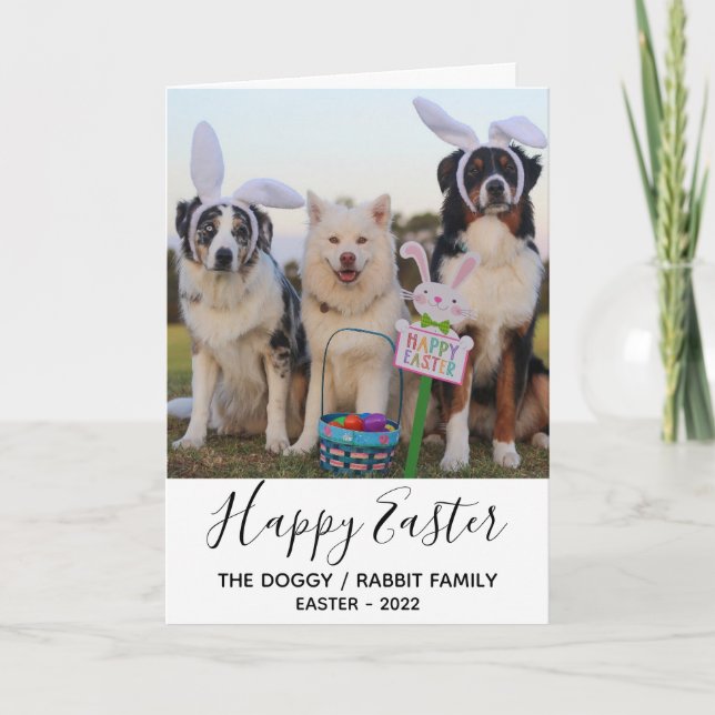 Cartes Pour Fêtes Annuelles Chiens amusants avec des oreilles de lapin Bonne p (Devant)