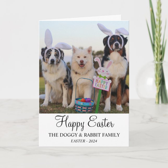 Cartes Pour Fêtes Annuelles Chiens amusants avec des oreilles de lapin Bonne p (Devant)