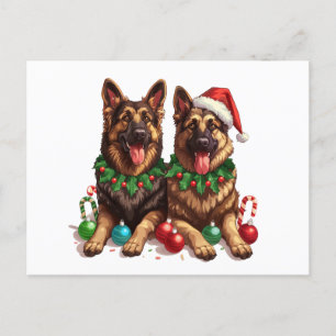 Cartes Pour Fêtes Annuelles Chiens bergers allemands de Noël