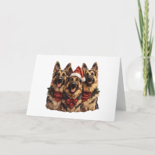 Cartes Pour Fêtes Annuelles Chiens bergers allemands de Noël