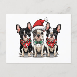 Cartes Pour Fêtes Annuelles Chiens Boston Terrier de Noël